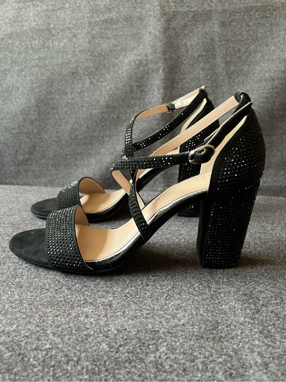 Kelly & Katie Black Rhinestone High Heel Sandals
